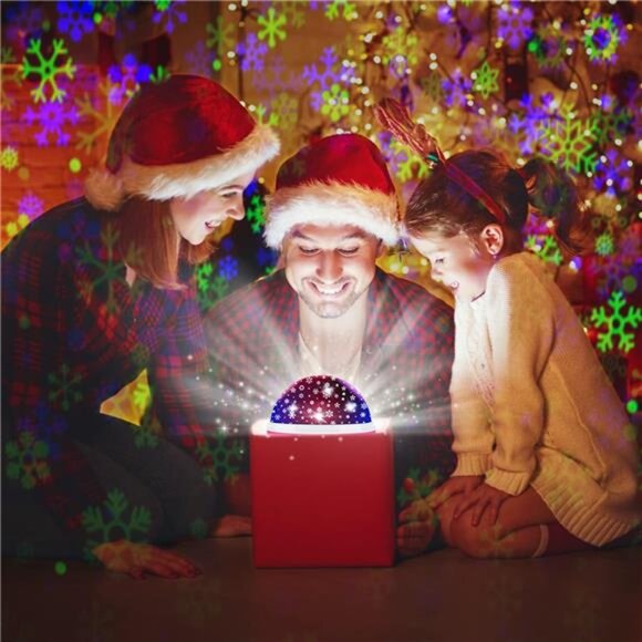 Snowflake Projector Night Light Indoor, Snowflake Nightlight with Timer, Stars - Picture 2 of 7